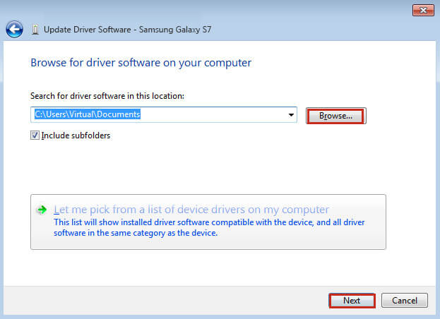 Browse for Driver Software