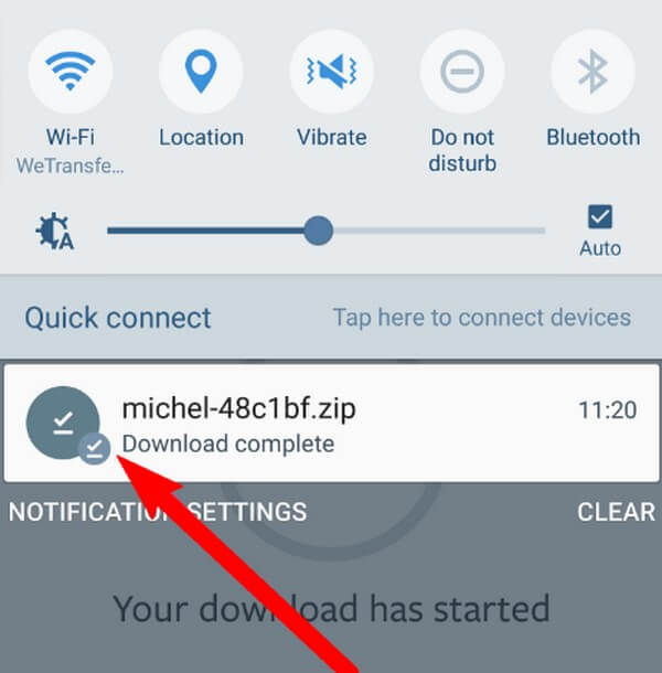 Find Downloads on Samsung through Notification Panel