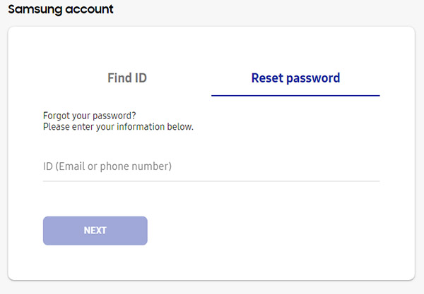 reset samsung password
