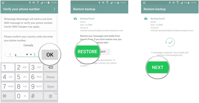 restore android whatsapp from google drive