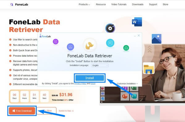 Access the official site of FoneLab Data Retriever