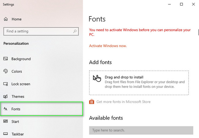 Look for the Fonts section