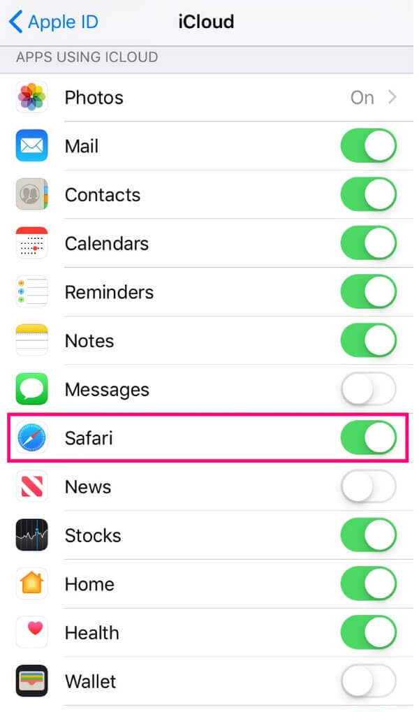 Clear Safari Documents and Data by Turning Off iCloud Syncing