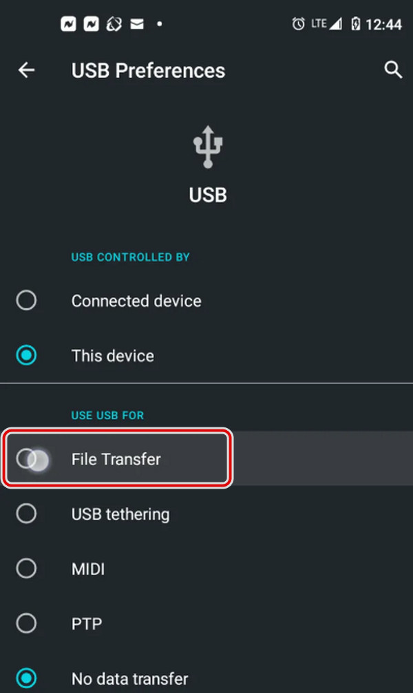 select File Transfer from the list