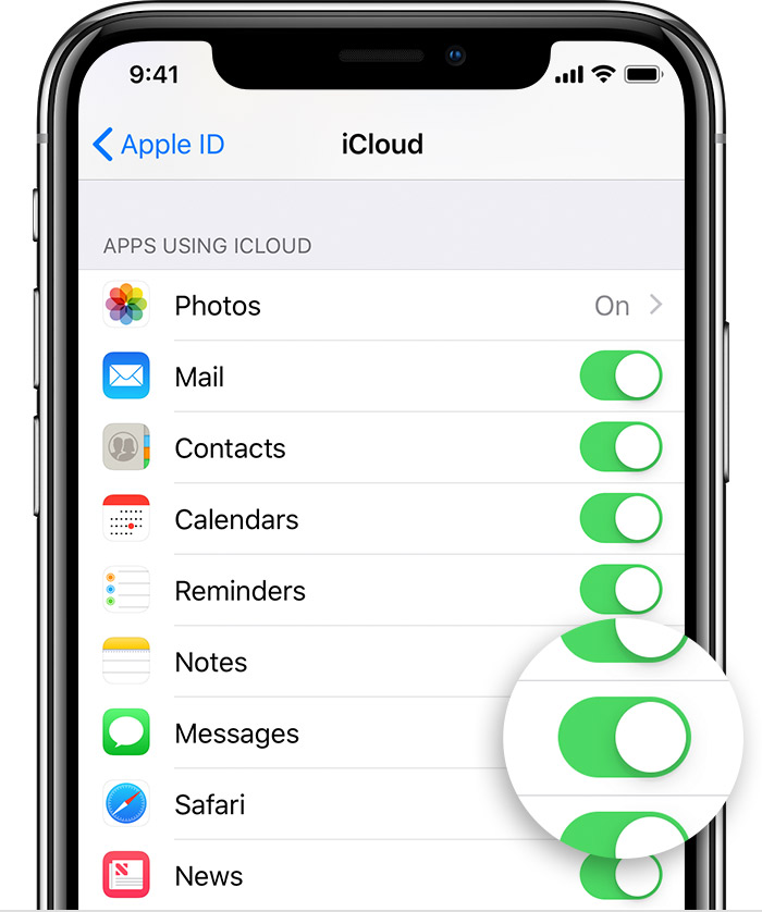 enable icloud messages