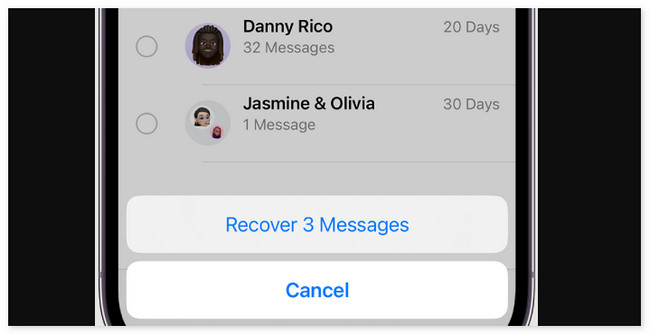 click recover button on iphone