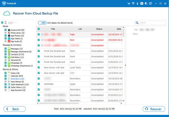 preview icloud reminders with fonelab