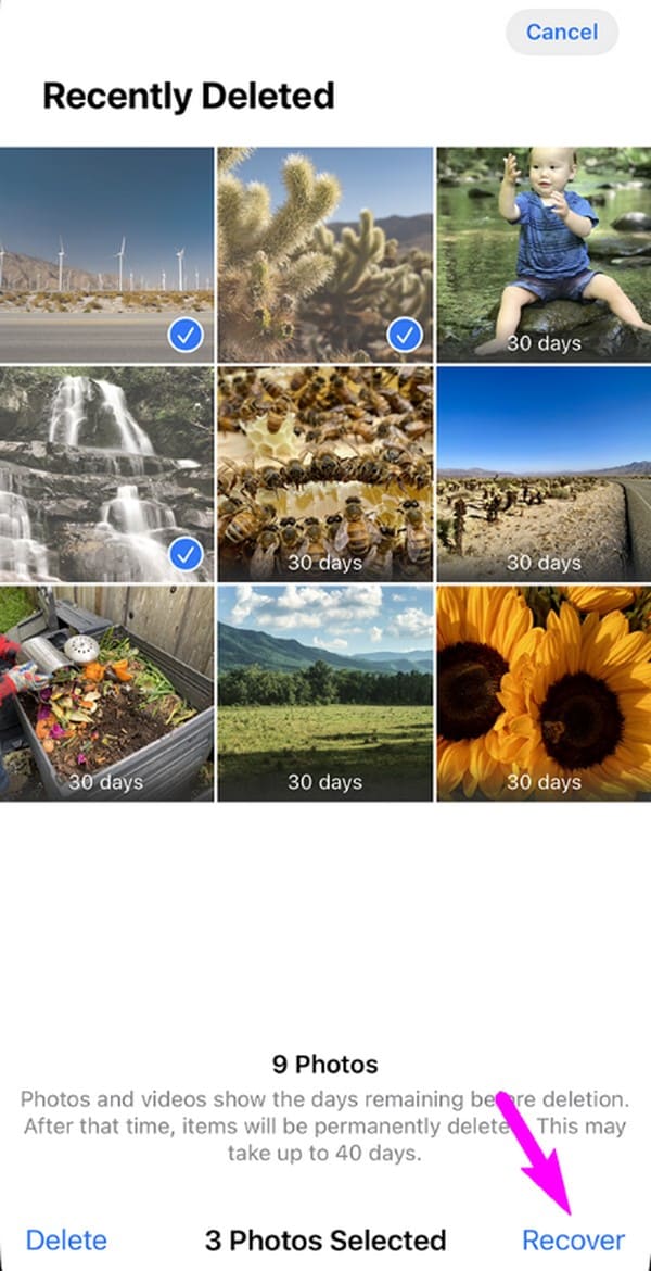 select and recover photos