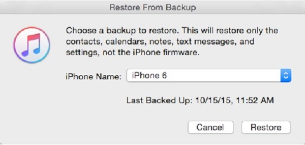Restore iPhone Contacts from Backup from iTunes