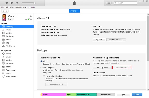 Recover iPhone Kik from iTunes/Finder