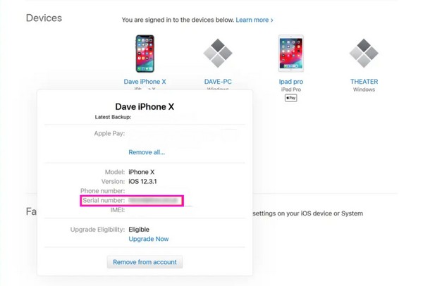 find serial number on iphone through apple website