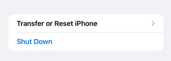 select transfer or reset iphone