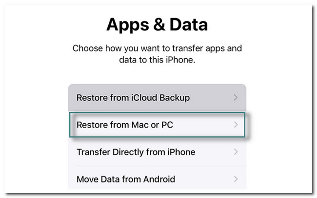 Restore from Mac or PC button