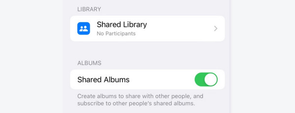 turn on shared album feature