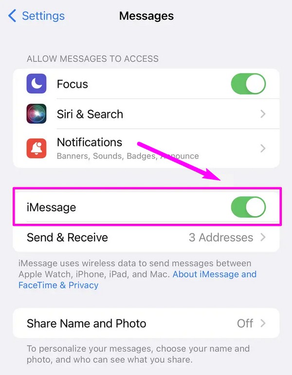 activate imessage on iphone