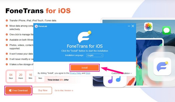 ccess your browser and stop by the FoneTrans for iOS website
