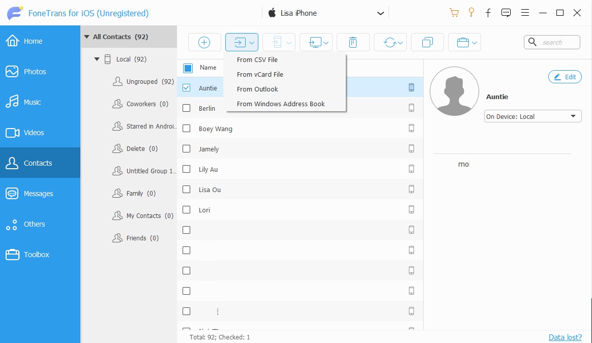 import contacts to iPhone from excel