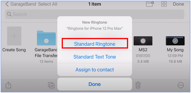 choose standard ringtone