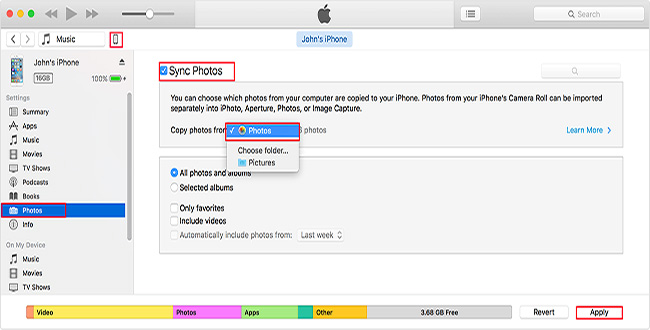 Sync iPhoto Pictures to iPhone