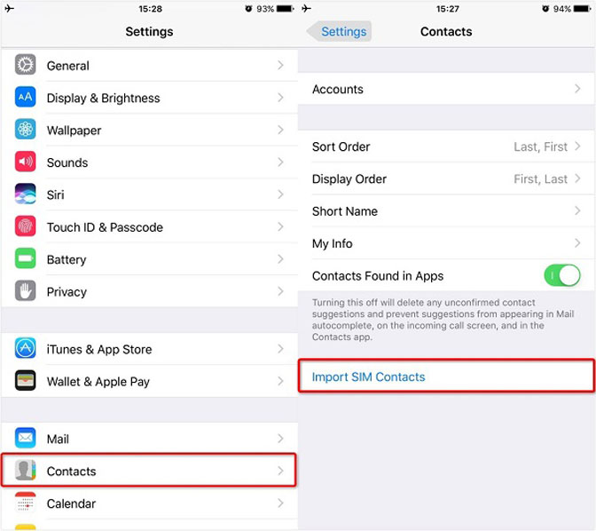 Transfer Contacts between iPad and iPhone simcard