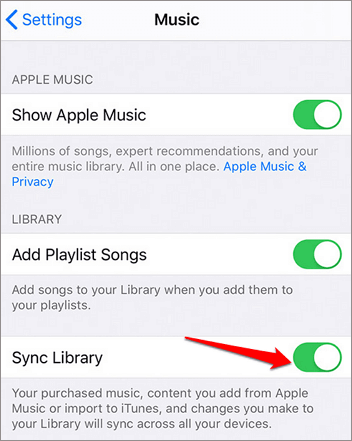 Turn on Sync Library