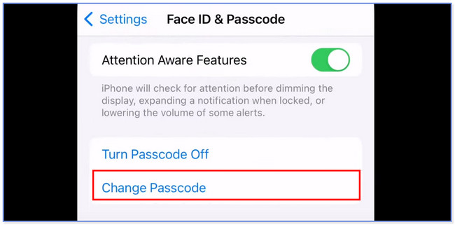 tap change passcode on iphone settings