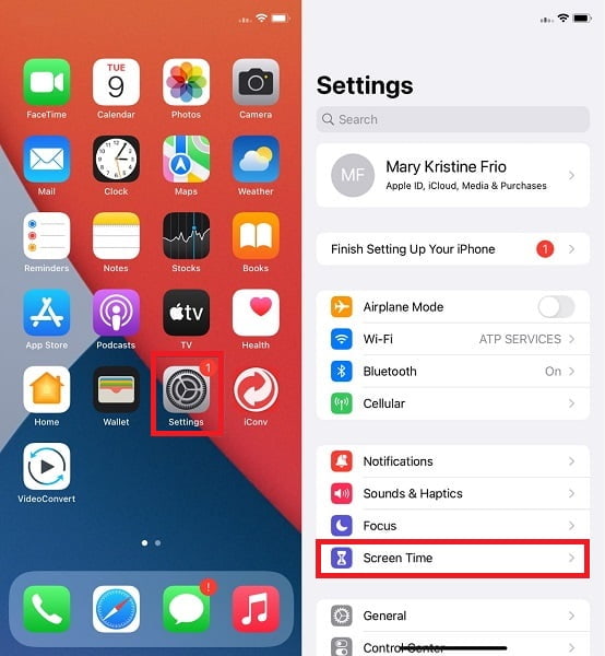 Settings app on your iPhone.