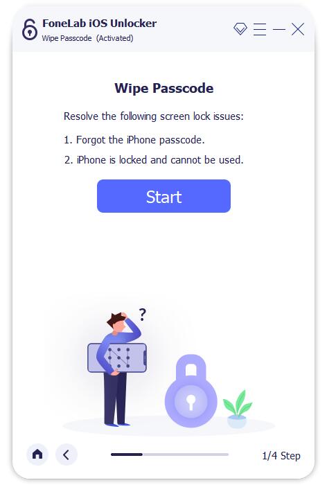 start to wipe passcode