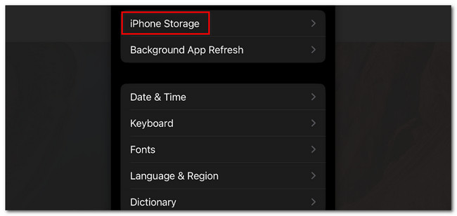 tap iphone storage button