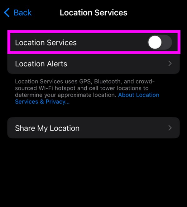 turn off location on location services