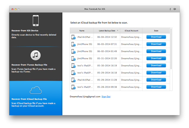 Mac FoneLab iPhone Data Recovery Screenshot