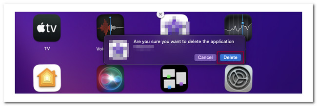 click delete icon on launchpad