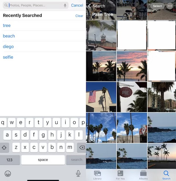 delete photos using search feature