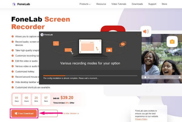access the website of FoneLab Screen Recorder