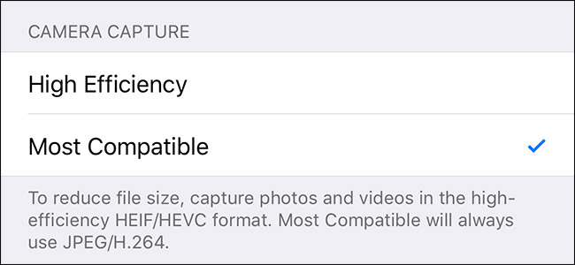 iphone camera settings for format