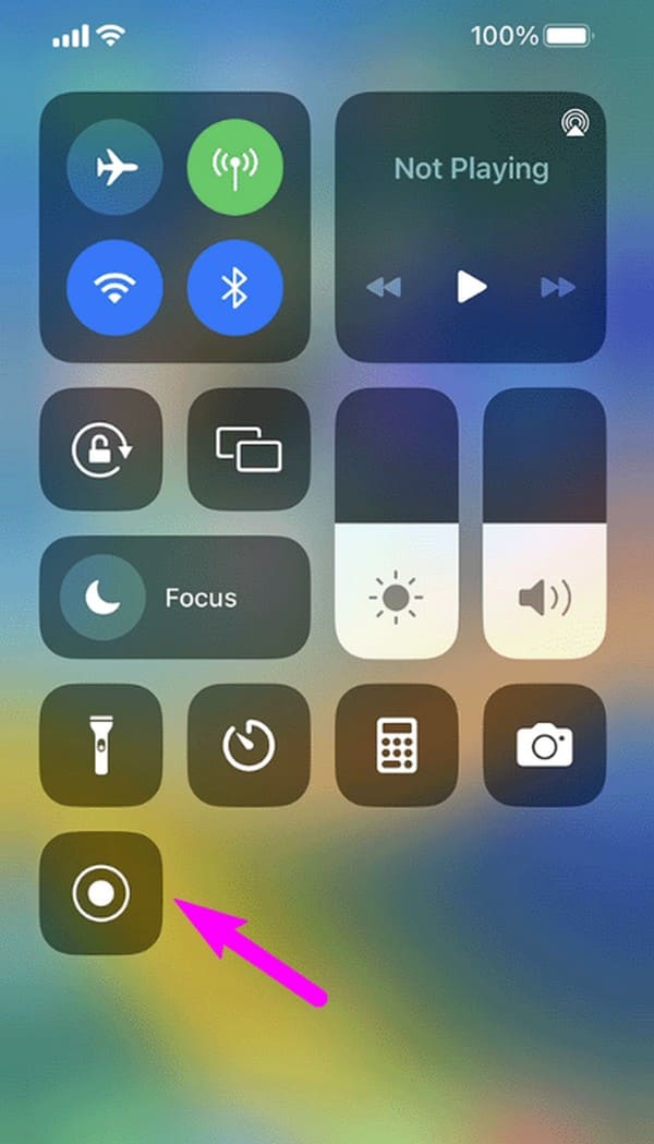 tap record on control center