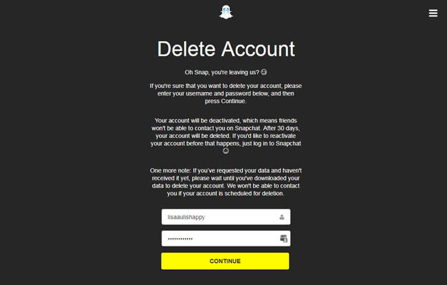 snapchat account portal
