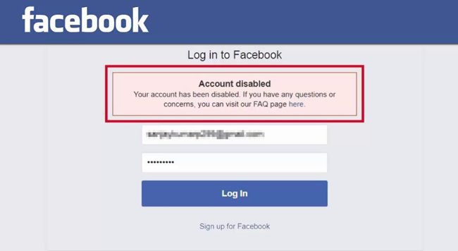 disabled facebook