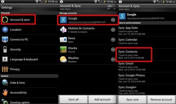 Tap Sync Contacts Button