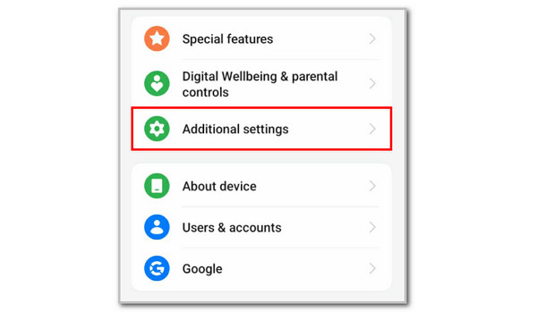 Tap Additional Settings Button