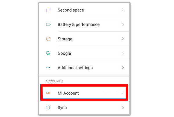 Tap MI Account Button
