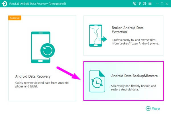 klik op de functie Back-up en herstel van Android-gegevens