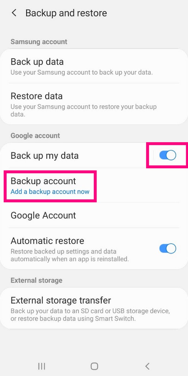 Backup e restauração do calendário no telefone Android via conta do Google