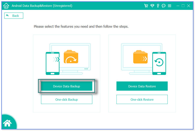 Escolha o botão Backup de dados do dispositivo