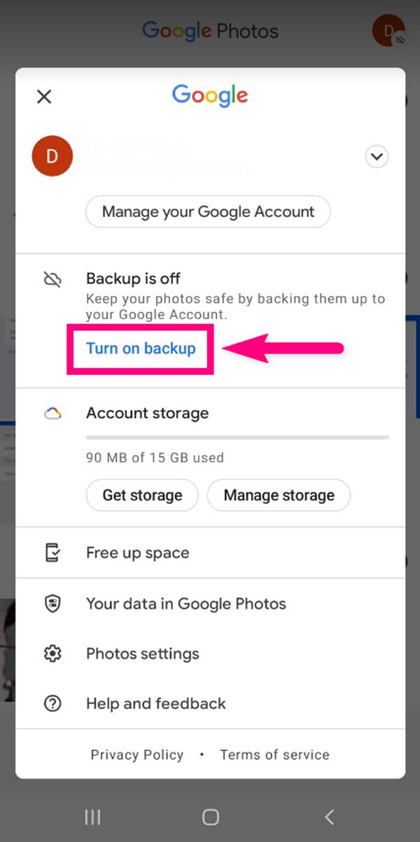 Backup di foto Android con Google Foto