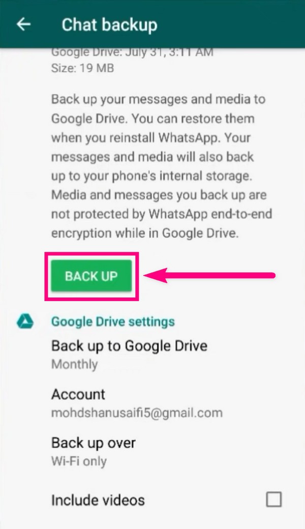 Como fazer backup do WhatsApp Android no aplicativo WhatsApp