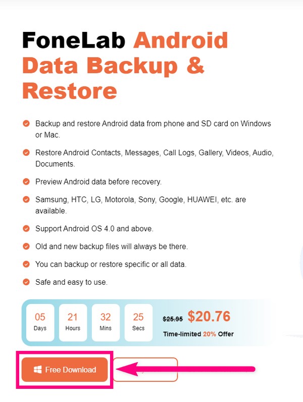 Download the FoneLab Android Data Backup & Restore
