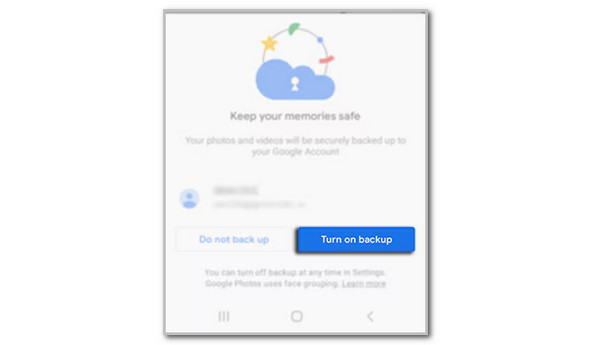 Tap Turn on Backup Button