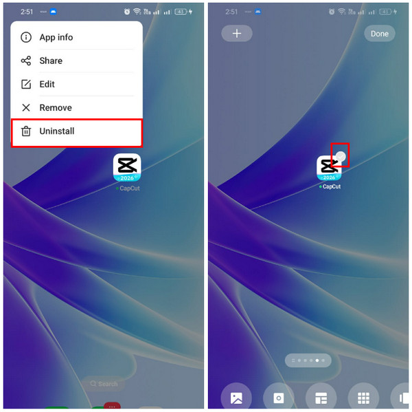 Tap Uninstall Button