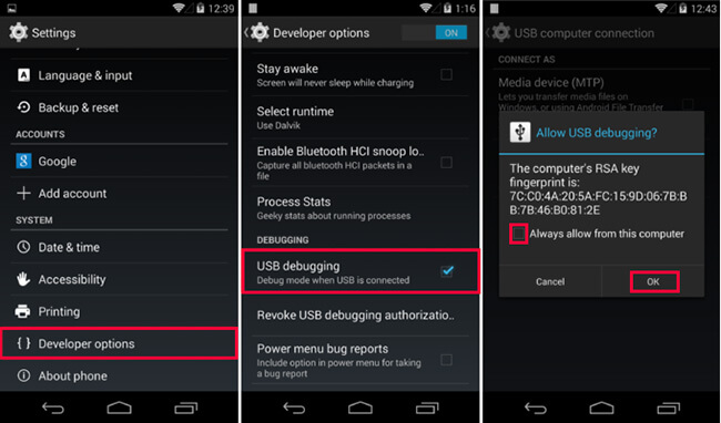 Activer le débogage USB sur Android 4.2 ou version ultérieure